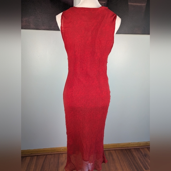 Vintage Ice Silk Red Dress - Picture 5 of 11